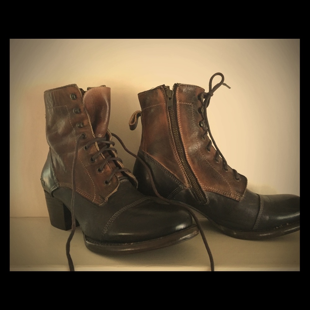 Bed Stu Leather Block Heel Boots